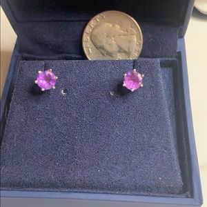 925 silver natural amethyst earrings studs